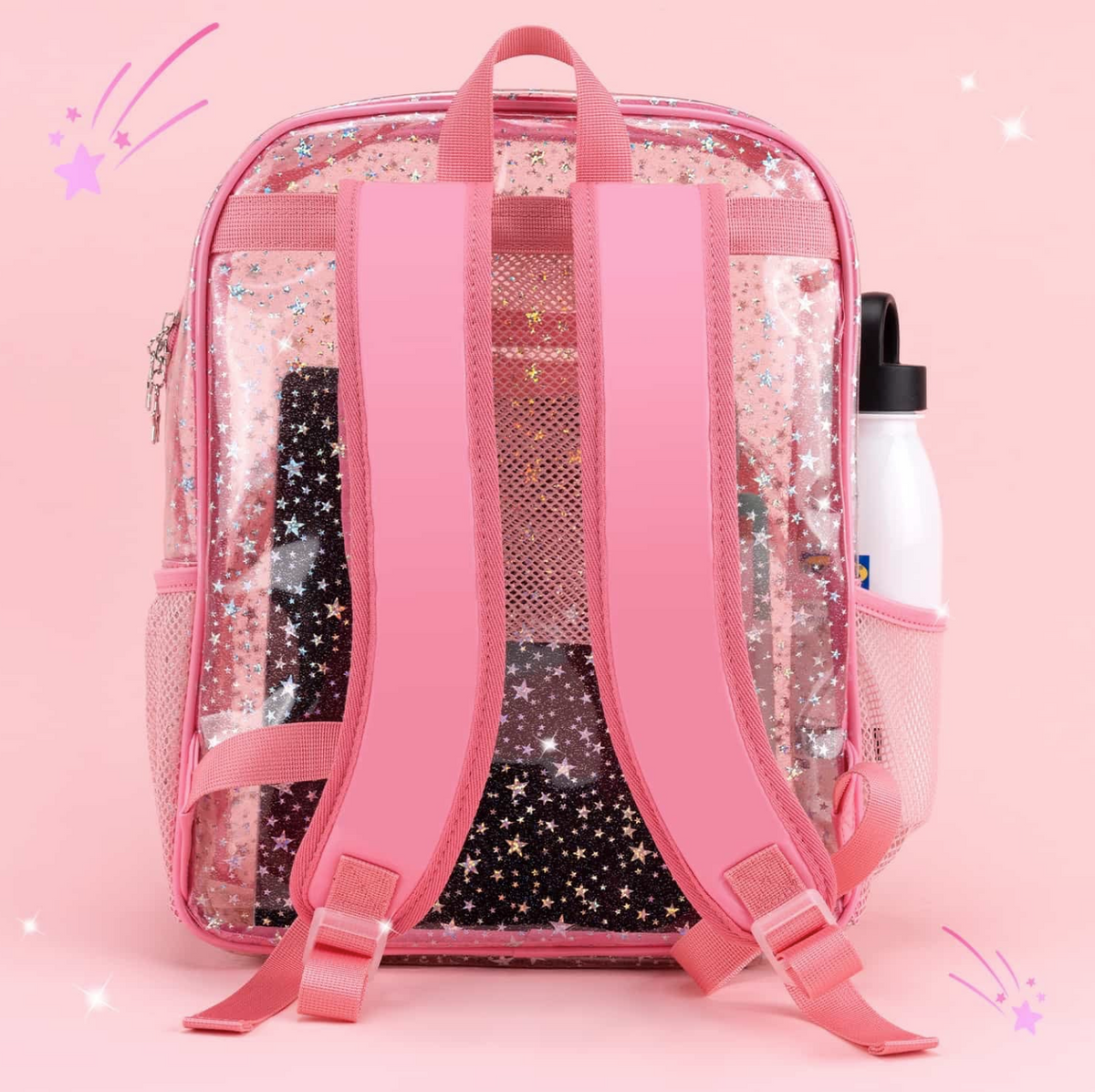 Clear backpack with clearance glitter